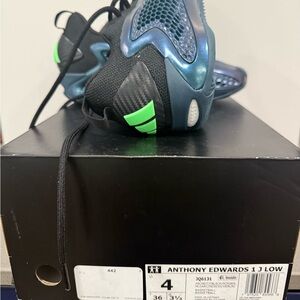 Anthony Edwards Kids Sneakers - Black and Blue with Green Accents